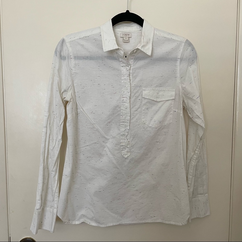 J.crew Factory cream multicolor halfway button down long sleeve size S